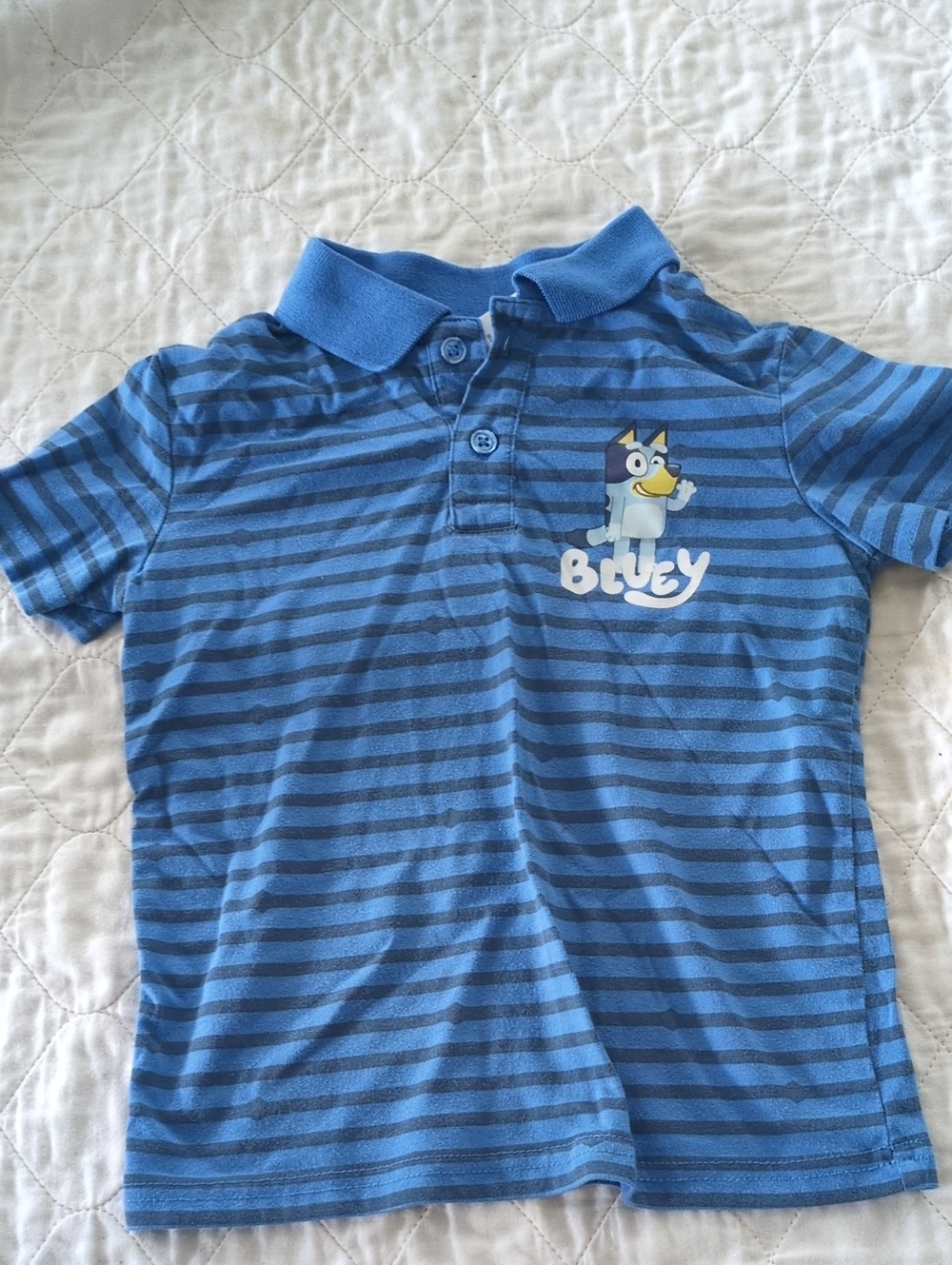 jumping beans Blue Striped Polo with Cartoon Graphic